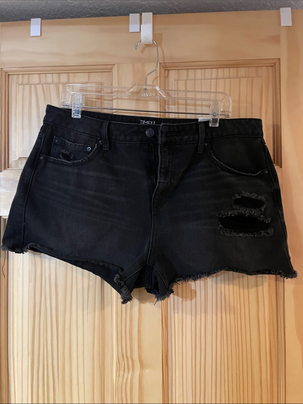 Time and Tru Black Distressed Jean Shorts